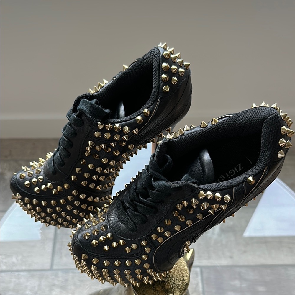 Sky High-Black & Gold Studded Women's Shoes…STUNNING…PERIOD!!